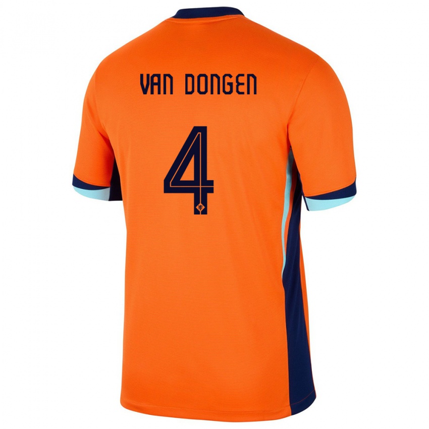 Gyermek Hollandia Merel Van Dongen #4 Narancs Hazai Jersey 24-26 Mez Póló Ing