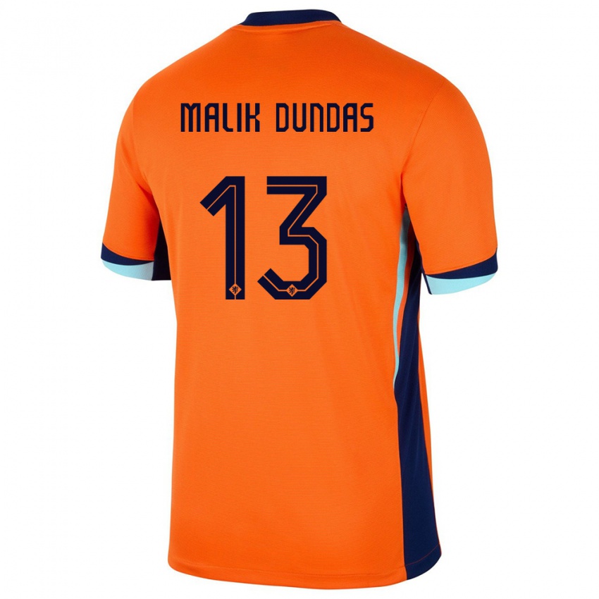 Gyermek Hollandia Noa Malik Dundas #13 Narancs Hazai Jersey 24-26 Mez Póló Ing