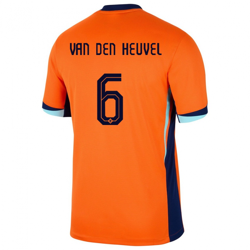 Gyermek Hollandia Tim Van Den Heuvel #6 Narancs Hazai Jersey 24-26 Mez Póló Ing