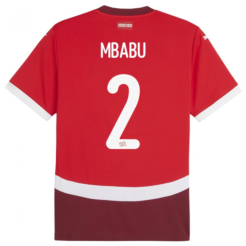 Gyermek Svájc Kevin Mbabu #2 Piros Hazai Jersey 24-26 Mez Póló Ing