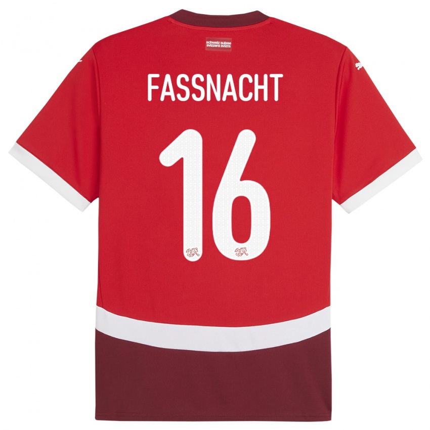 Gyermek Svájc Christian Fassnacht #16 Piros Hazai Jersey 24-26 Mez Póló Ing