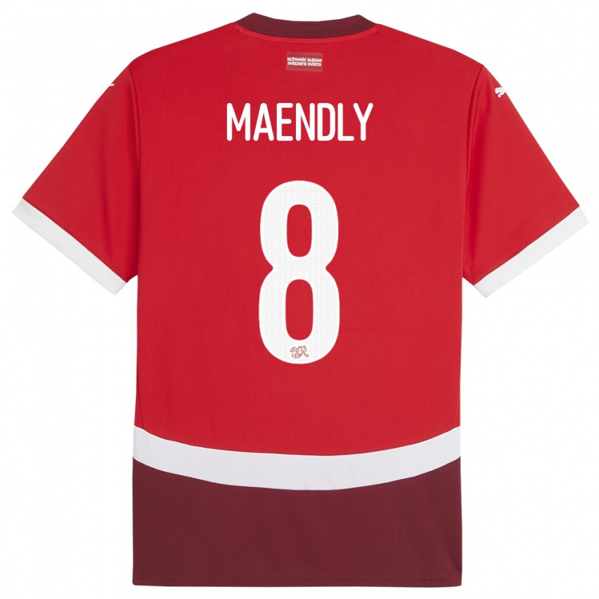 Gyermek Svájc Sandy Maendly #8 Piros Hazai Jersey 24-26 Mez Póló Ing