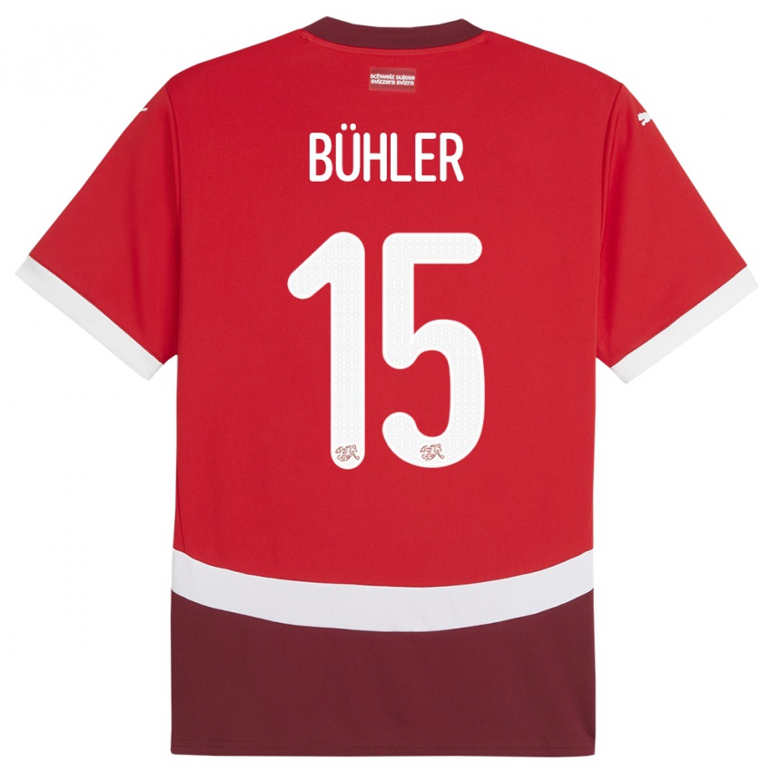 Gyermek Svájc Luana Buhler #15 Piros Hazai Jersey 24-26 Mez Póló Ing