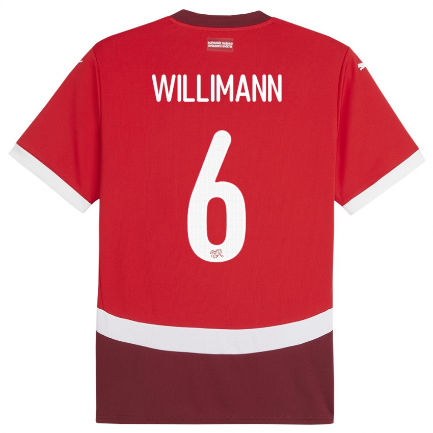 Gyermek Svájc Mauricio Willimann #6 Piros Hazai Jersey 24-26 Mez Póló Ing