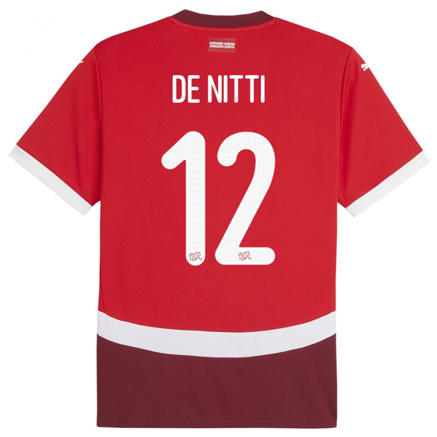 Gyermek Svájc Gianni De Nitti #12 Piros Hazai Jersey 24-26 Mez Póló Ing