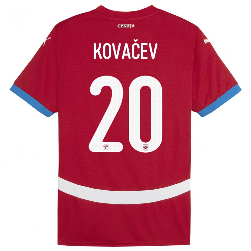 Gyermek Szerbia Milan Kovacev #20 Piros Hazai Jersey 24-26 Mez Póló Ing