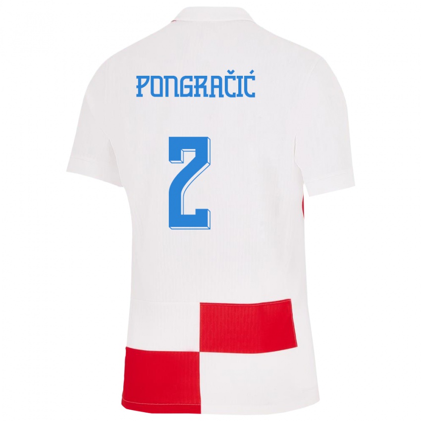Gyermek Horvátország Marin Pongracic #2 Fehér Piros Hazai Jersey 24-26 Mez Póló Ing
