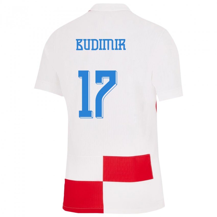Gyermek Horvátország Ante Budimir #17 Fehér Piros Hazai Jersey 24-26 Mez Póló Ing