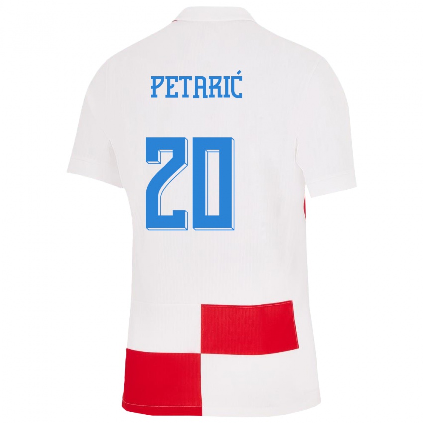 Gyermek Horvátország Nika Petaric #20 Fehér Piros Hazai Jersey 24-26 Mez Póló Ing