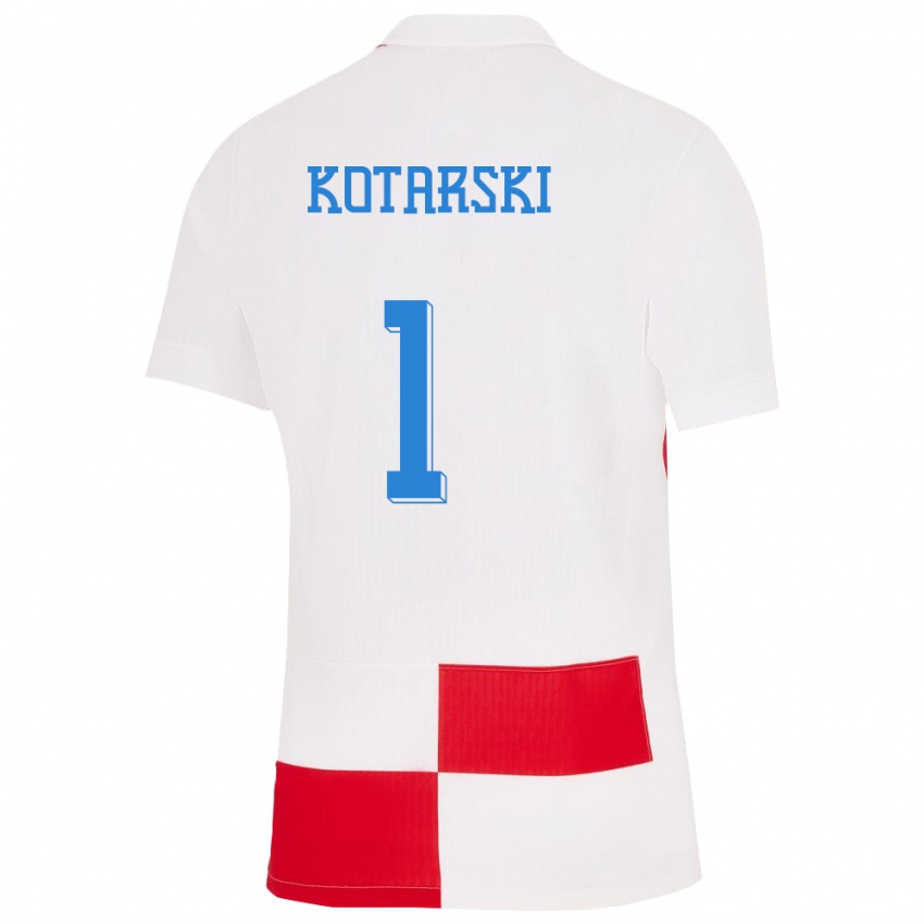 Gyermek Horvátország Dominik Kotarski #1 Fehér Piros Hazai Jersey 24-26 Mez Póló Ing