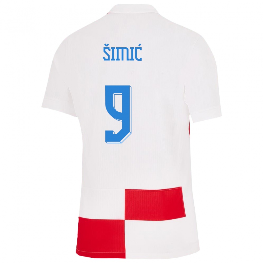 Gyermek Horvátország Roko Simic #9 Fehér Piros Hazai Jersey 24-26 Mez Póló Ing