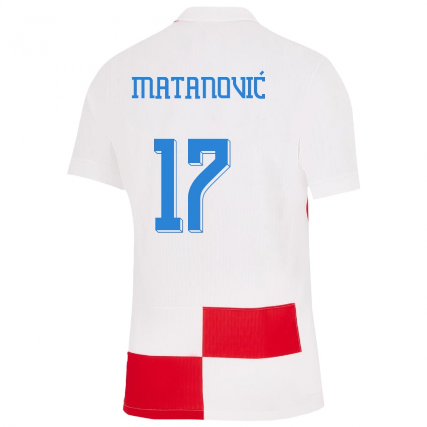 Gyermek Horvátország Igor Matanovic #17 Fehér Piros Hazai Jersey 24-26 Mez Póló Ing