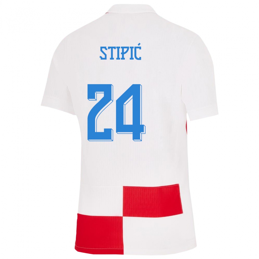 Gyermek Horvátország Mihael Stipic #24 Fehér Piros Hazai Jersey 24-26 Mez Póló Ing