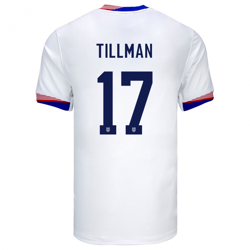 Gyermek Egyesült Államok Malik Tillman #17 Fehér Hazai Jersey 24-26 Mez Póló Ing