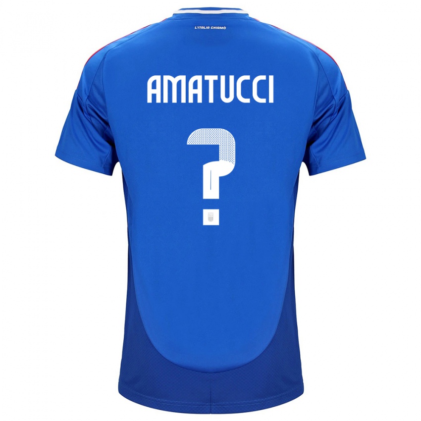 Gyermek Olaszország Lorenzo Amatucci #0 Kék Hazai Jersey 24-26 Mez Póló Ing
