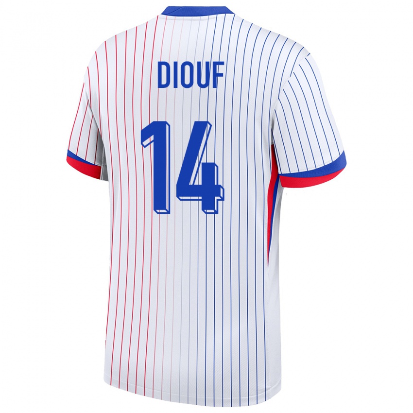 Gyermek Franciaország Andy Diouf #14 Fehér Idegenbeli Jersey 24-26 Mez Póló Ing