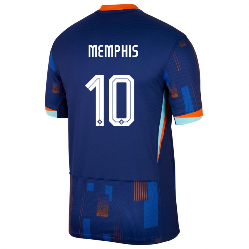Gyermek Hollandia Memphis Depay #10 Kék Idegenbeli Jersey 24-26 Mez Póló Ing