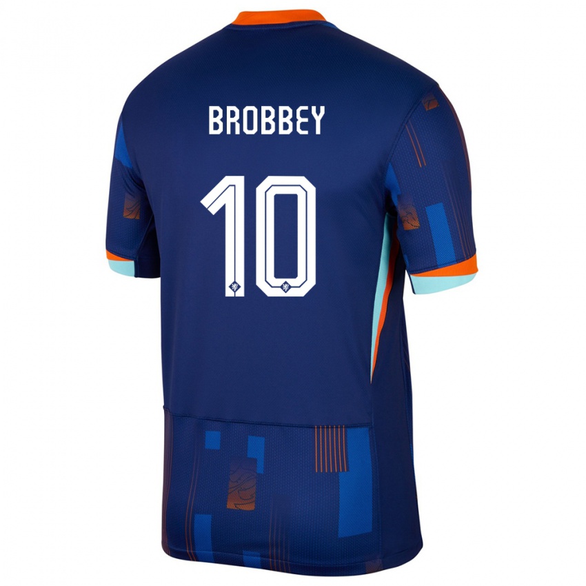 Gyermek Hollandia Brian Brobbey #10 Kék Idegenbeli Jersey 24-26 Mez Póló Ing