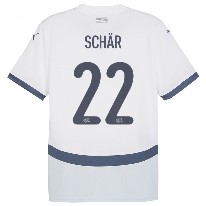 Gyermek Svájc Fabian Schar #22 Fehér Idegenbeli Jersey 24-26 Mez Póló Ing