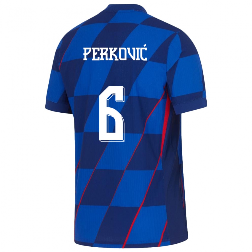 Gyermek Horvátország Mauro Perkovic #6 Kék Idegenbeli Jersey 24-26 Mez Póló Ing