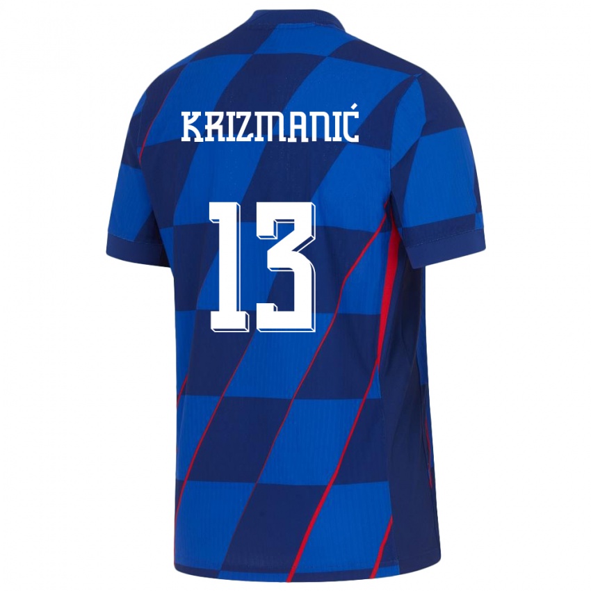 Gyermek Horvátország Kresimir Krizmanic #13 Kék Idegenbeli Jersey 24-26 Mez Póló Ing
