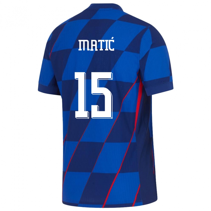 Gyermek Horvátország Matej Matic #15 Kék Idegenbeli Jersey 24-26 Mez Póló Ing