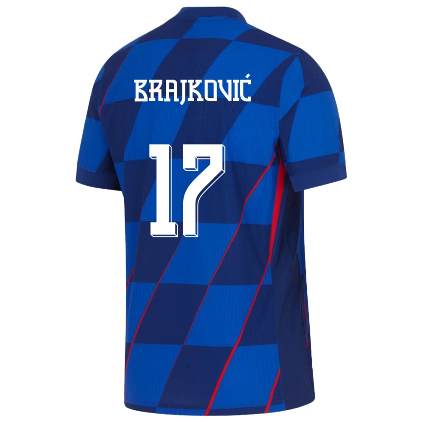 Gyermek Horvátország Roko Brajkovic #17 Kék Idegenbeli Jersey 24-26 Mez Póló Ing