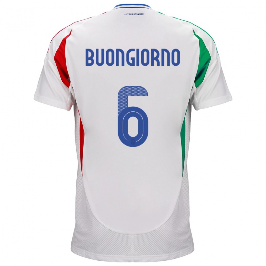 Gyermek Olaszország Alessandro Buongiorno #6 Fehér Idegenbeli Jersey 24-26 Mez Póló Ing