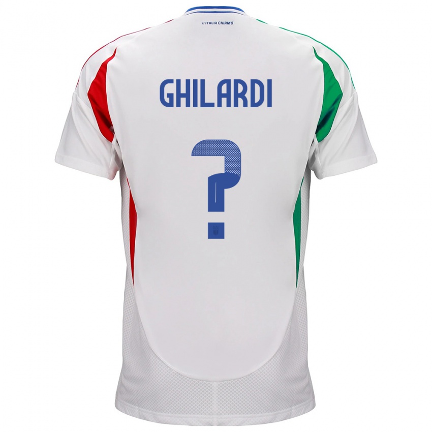 Gyermek Olaszország Daniele Ghilardi #0 Fehér Idegenbeli Jersey 24-26 Mez Póló Ing