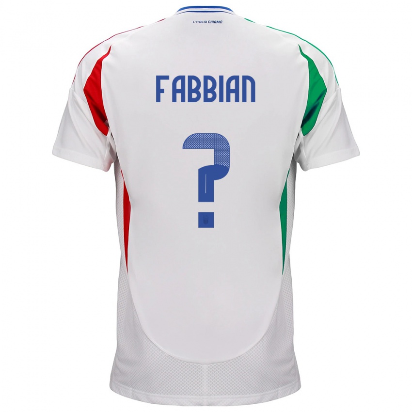 Gyermek Olaszország Giovanni Fabbian #0 Fehér Idegenbeli Jersey 24-26 Mez Póló Ing
