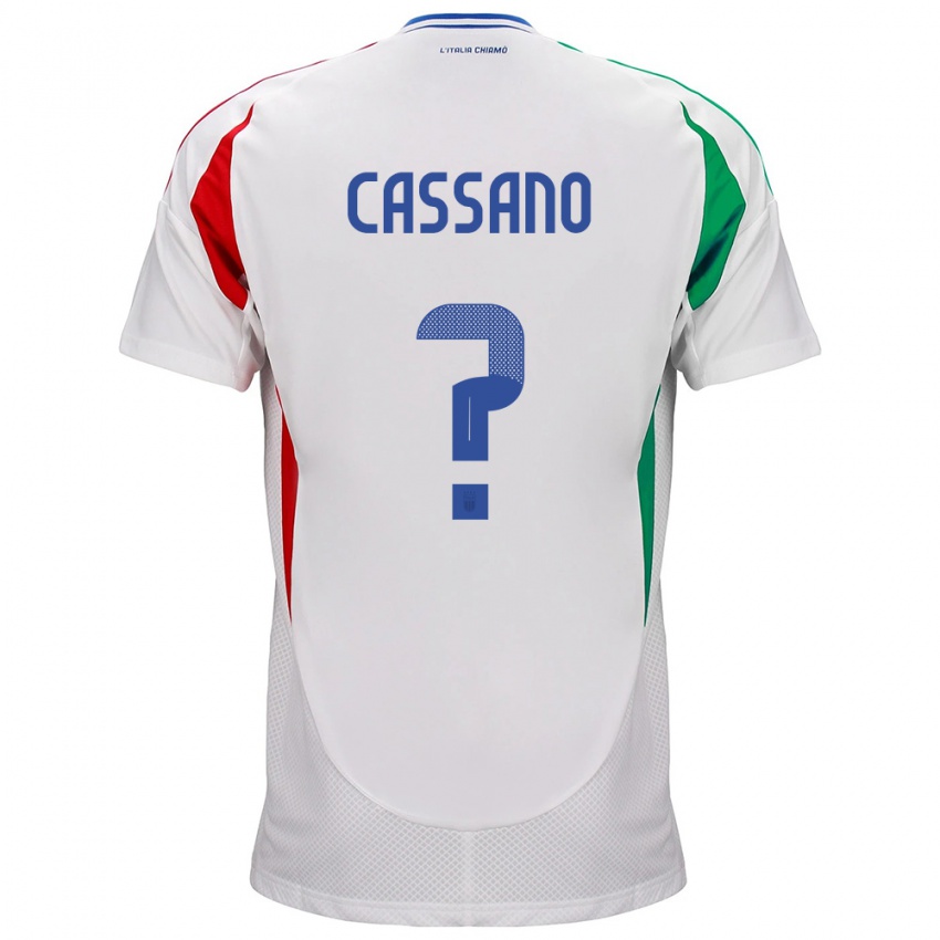Gyermek Olaszország Claudio Cassano #0 Fehér Idegenbeli Jersey 24-26 Mez Póló Ing