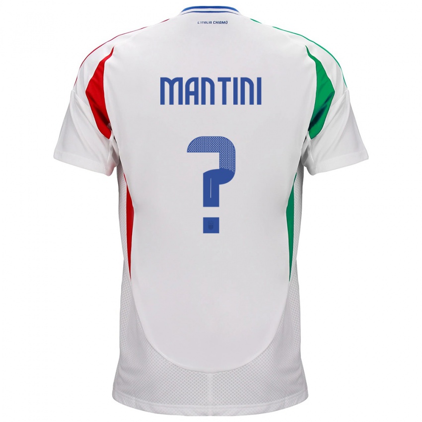 Gyermek Olaszország Matteo Mantini #0 Fehér Idegenbeli Jersey 24-26 Mez Póló Ing