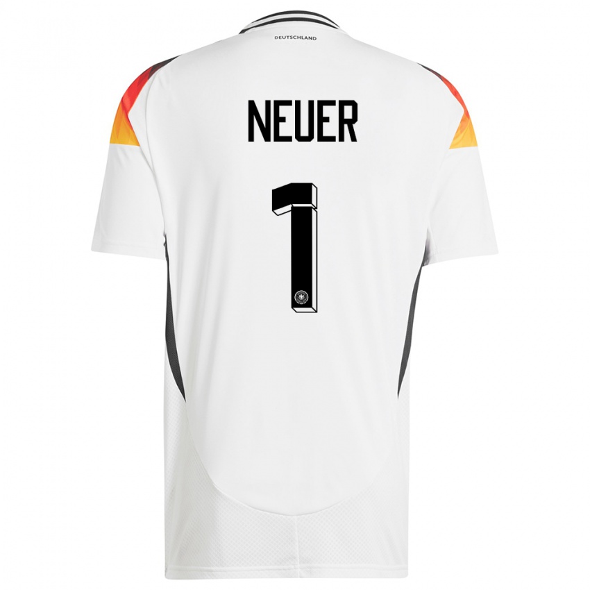 Férfi Németország Manuel Neuer #1 Fehér Hazai Jersey 24-26 Mez Póló Ing
