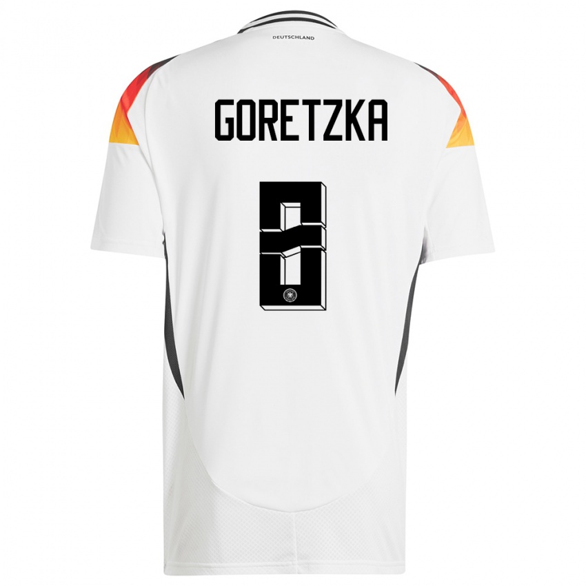 Férfi Németország Leon Goretzka #8 Fehér Hazai Jersey 24-26 Mez Póló Ing