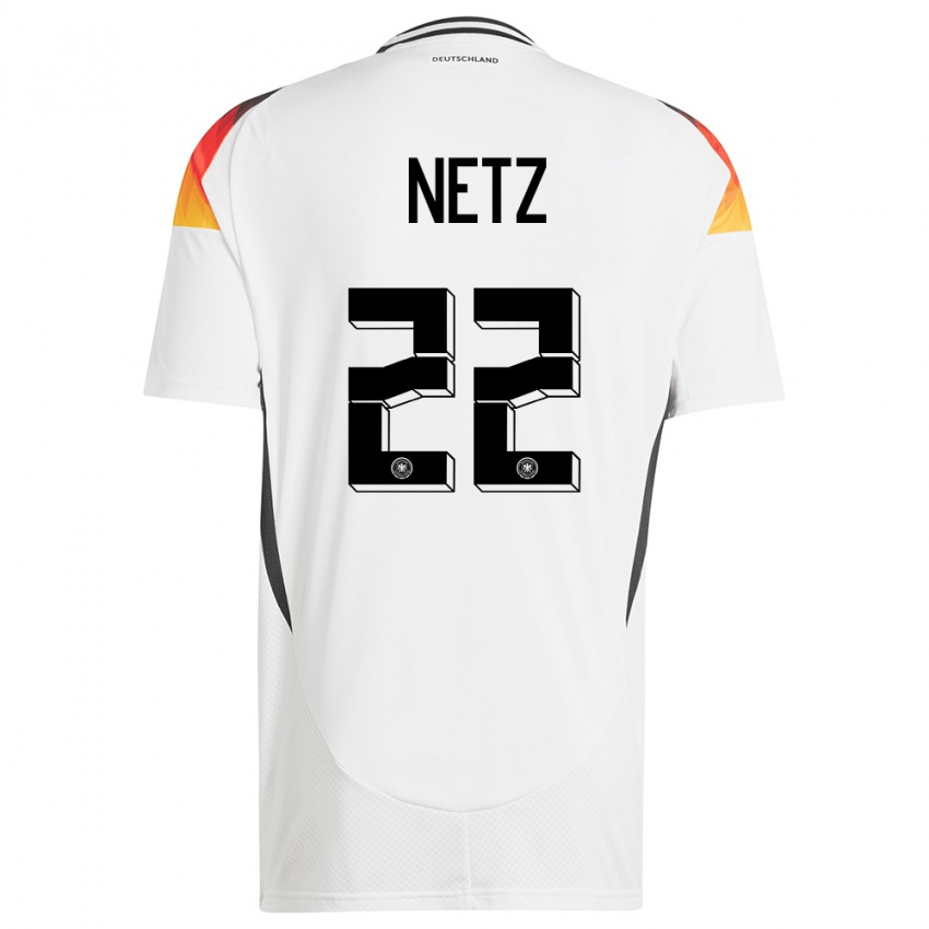 Férfi Németország Luca Netz #22 Fehér Hazai Jersey 24-26 Mez Póló Ing
