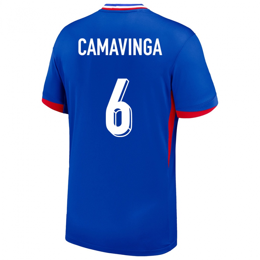 Férfi Franciaország Eduardo Camavinga #6 Kék Hazai Jersey 24-26 Mez Póló Ing