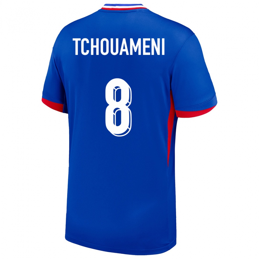 Férfi Franciaország Aurelien Tchouameni #8 Kék Hazai Jersey 24-26 Mez Póló Ing