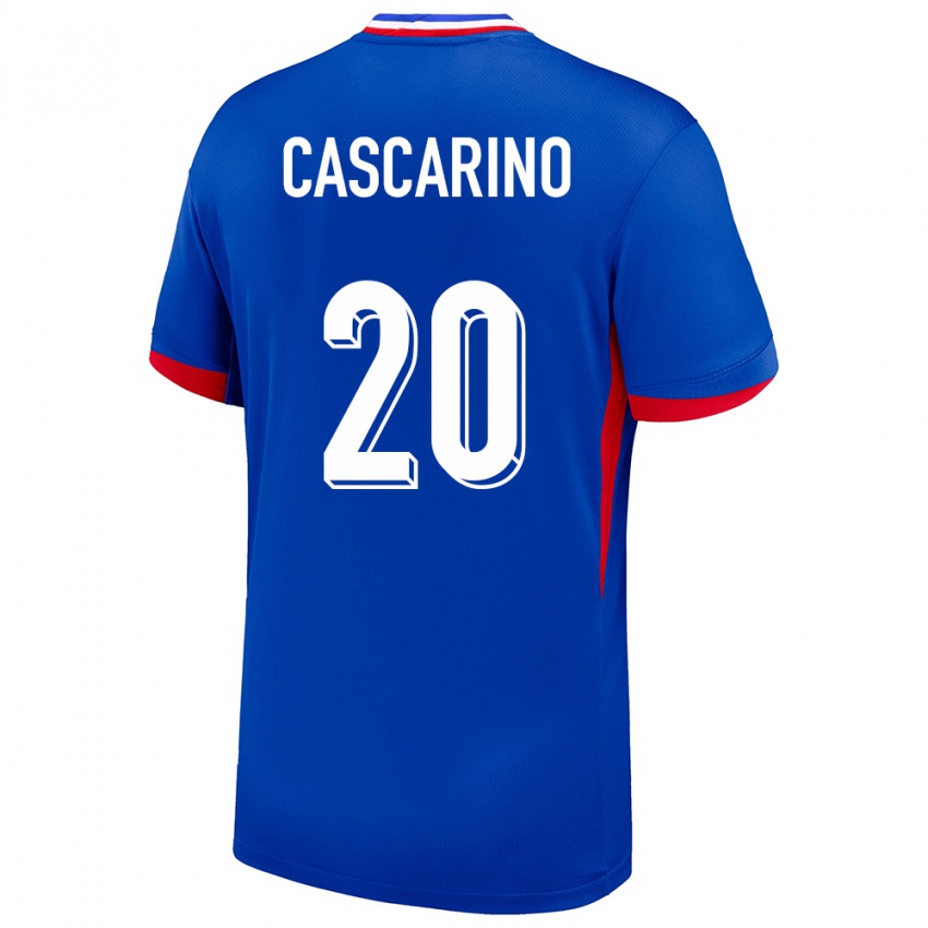Férfi Franciaország Delphine Cascarino #20 Kék Hazai Jersey 24-26 Mez Póló Ing