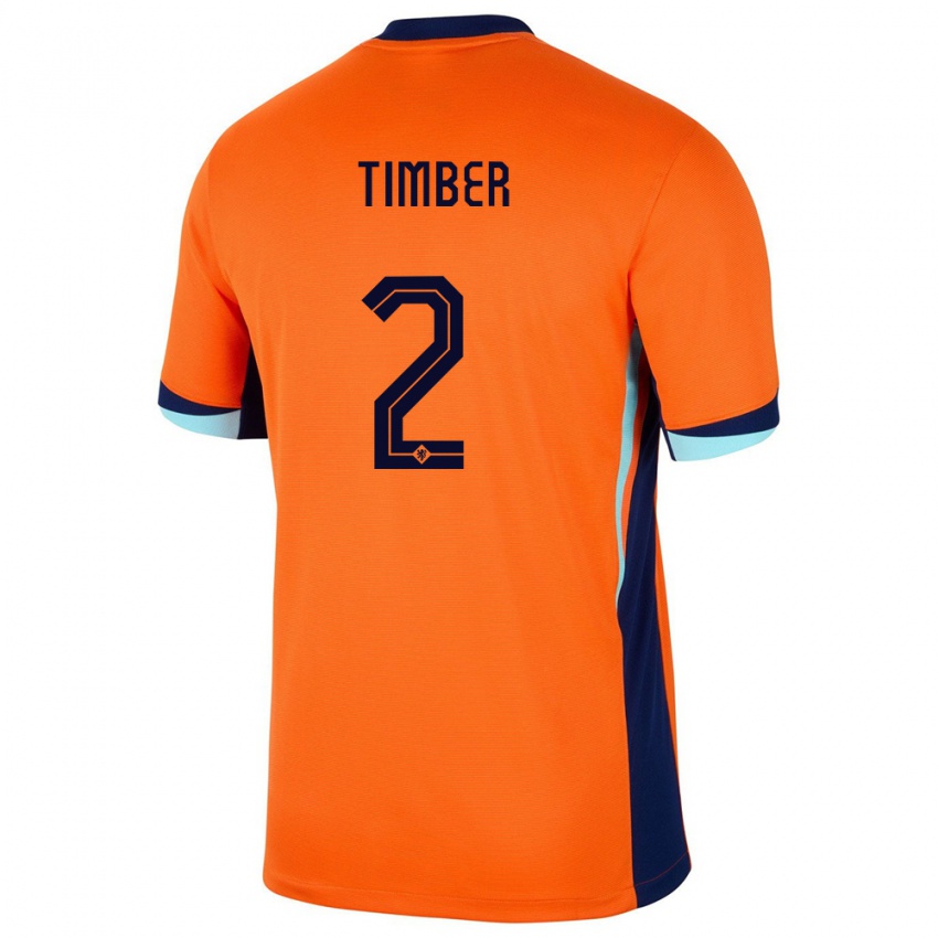 Férfi Hollandia Jurrien Timber #2 Narancs Hazai Jersey 24-26 Mez Póló Ing