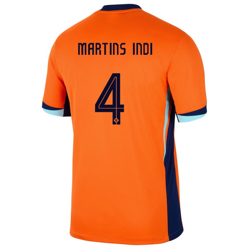 Férfi Hollandia Bruno Martins Indi #4 Narancs Hazai Jersey 24-26 Mez Póló Ing