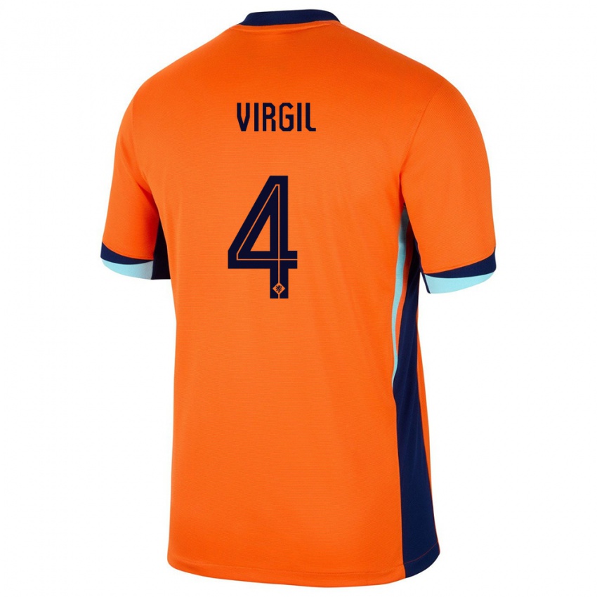 Férfi Hollandia Virgil Van Dijk #4 Narancs Hazai Jersey 24-26 Mez Póló Ing