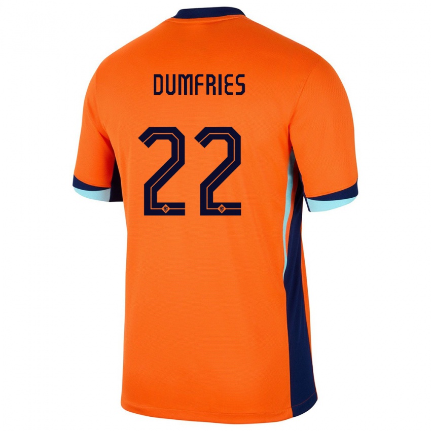 Férfi Hollandia Denzel Dumfries #22 Narancs Hazai Jersey 24-26 Mez Póló Ing