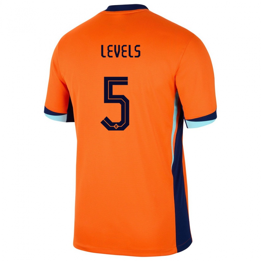 Férfi Hollandia Janou Levels #5 Narancs Hazai Jersey 24-26 Mez Póló Ing