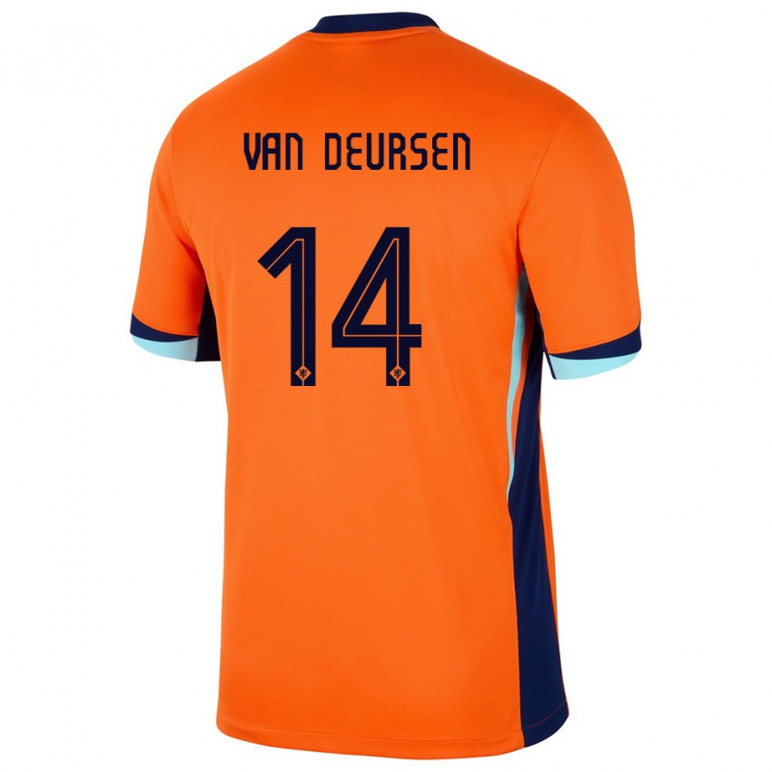 Férfi Hollandia Eva Van Deursen #14 Narancs Hazai Jersey 24-26 Mez Póló Ing
