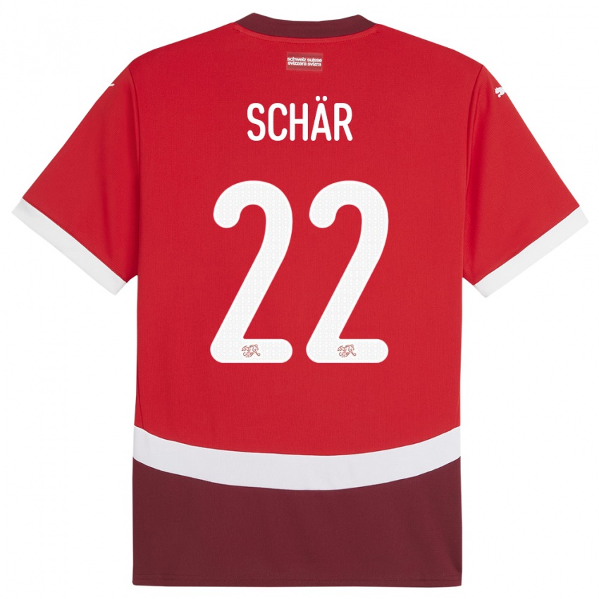 Férfi Svájc Fabian Schar #22 Piros Hazai Jersey 24-26 Mez Póló Ing