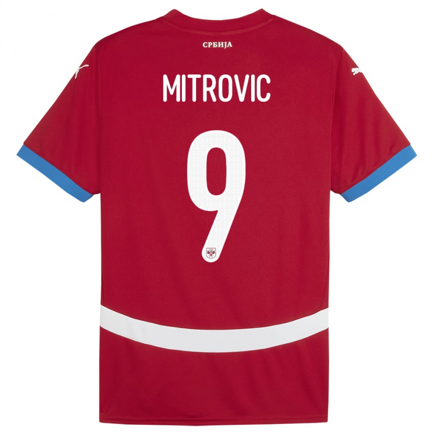 Férfi Szerbia Aleksandar Mitrovic #9 Piros Hazai Jersey 24-26 Mez Póló Ing