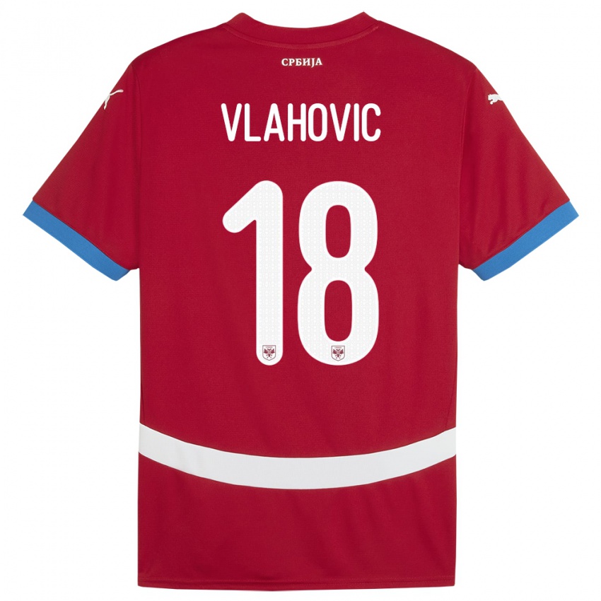 Férfi Szerbia Dusan Vlahovic #18 Piros Hazai Jersey 24-26 Mez Póló Ing