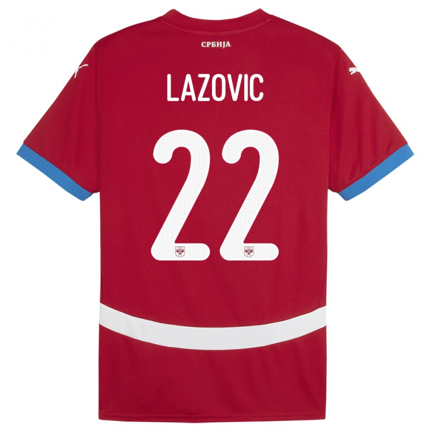 Férfi Szerbia Darko Lazovic #22 Piros Hazai Jersey 24-26 Mez Póló Ing
