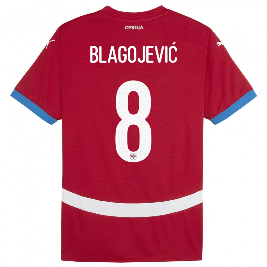 Férfi Szerbia Dina Blagojevic #8 Piros Hazai Jersey 24-26 Mez Póló Ing
