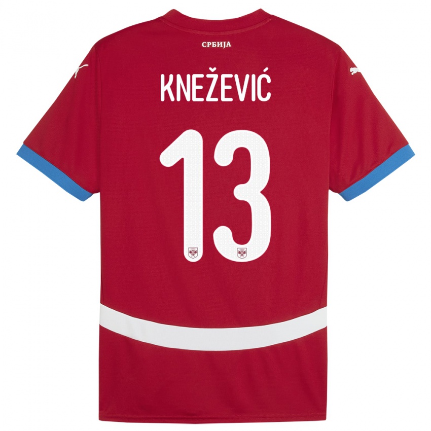 Férfi Szerbia Milana Knezevic #13 Piros Hazai Jersey 24-26 Mez Póló Ing